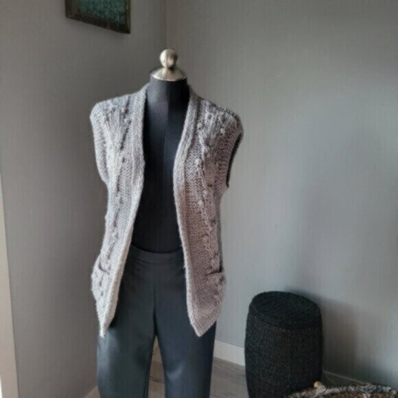 Vintage Knit Sweater Vest Sz S Grey - Picture 2 of 10